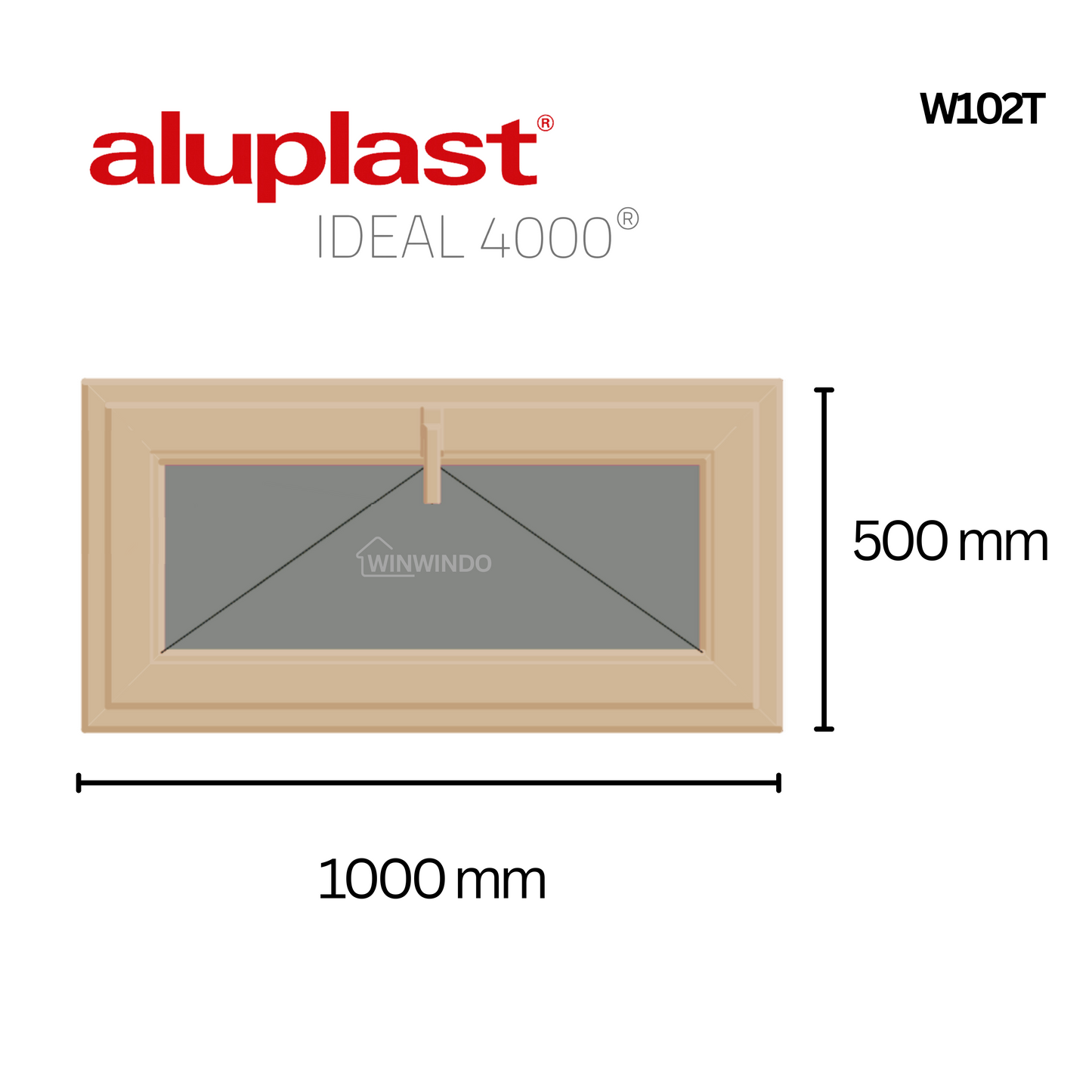 Finestra in PVC rinforzato 1000x500 Golden Oak anta ribalta