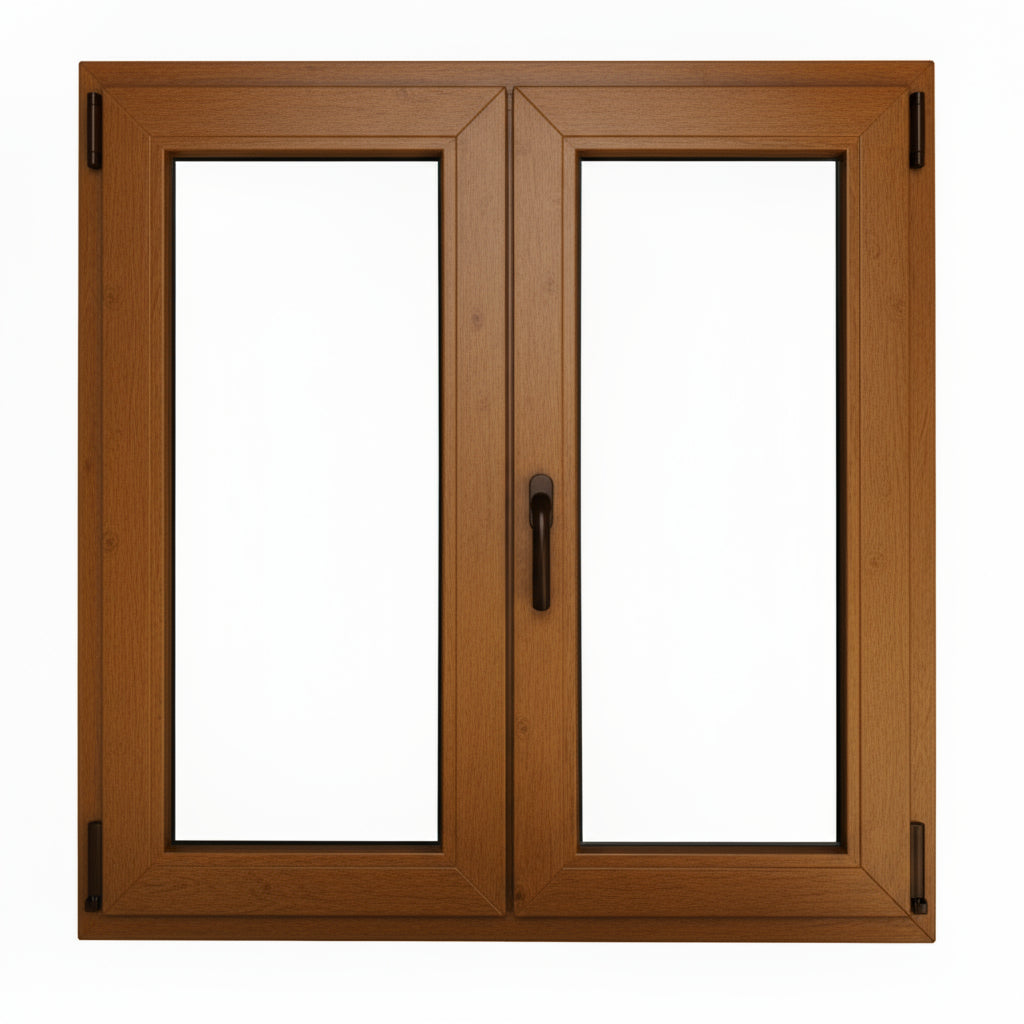 Finestra in PVC rinforzato 1000x1000 2 ante Rovere Dorato Anta Ribalta | Trasparente