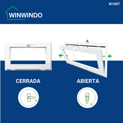 Finestra in PVC rinforzato 1000x500 Bianca a ribalta