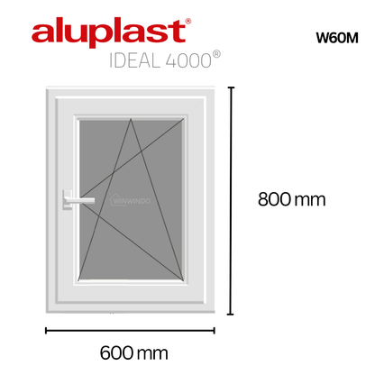 Finestra in PVC rinforzato 600x800 Bianca Anta Ribalta | Opaca