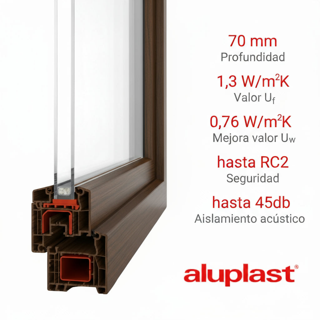 Finestra in PVC rinforzato 500x500 Noce Anta Ribalta | Mate
