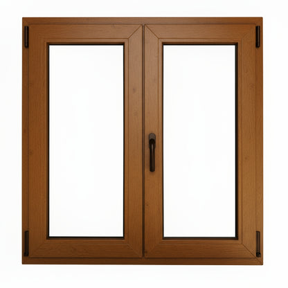 Finestra in PVC rinforzato 1000x1000 2 ante Rovere Dorato Anta Ribalta | Trasparente