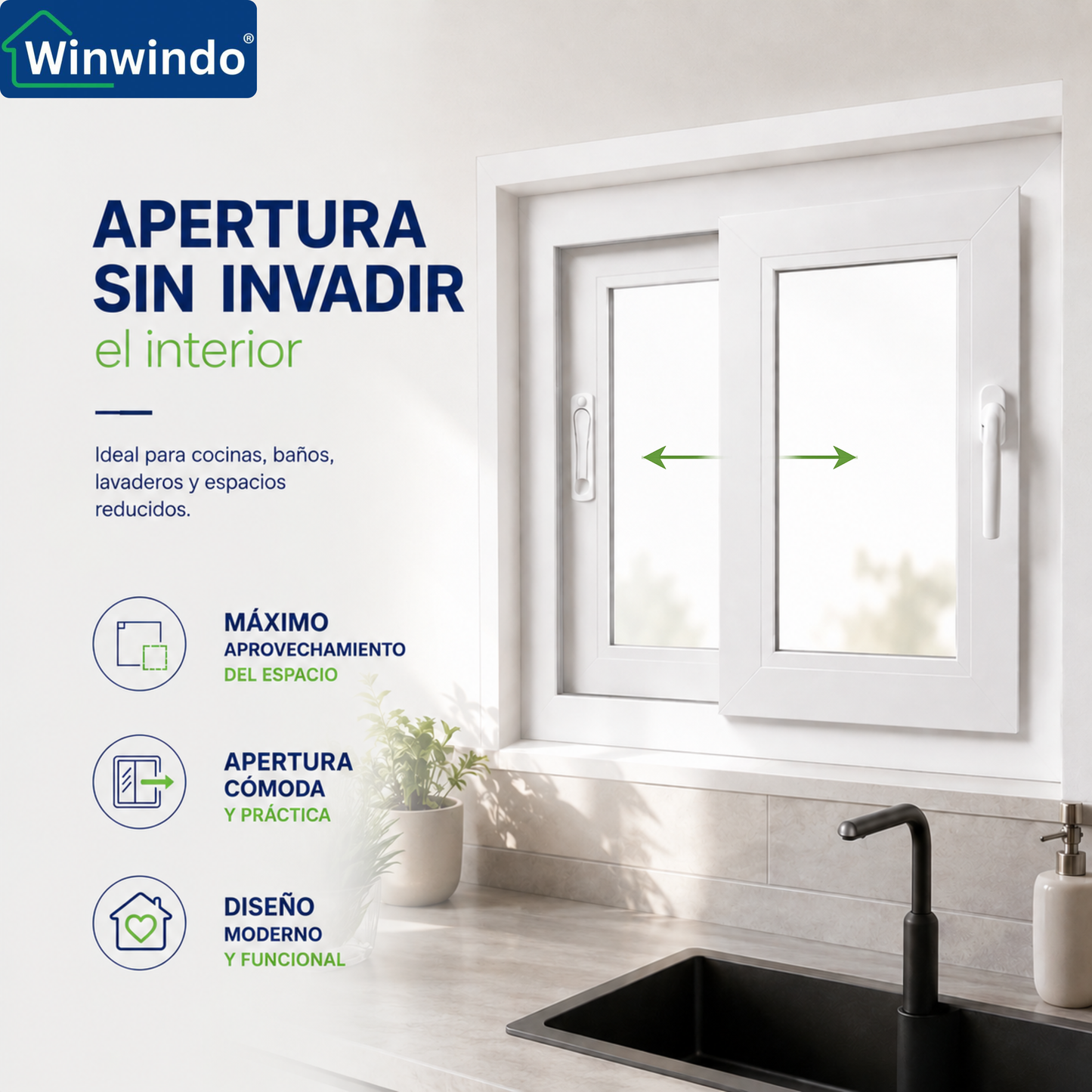 Ventana Corredera PVC Reforzado 800x500 Blanca