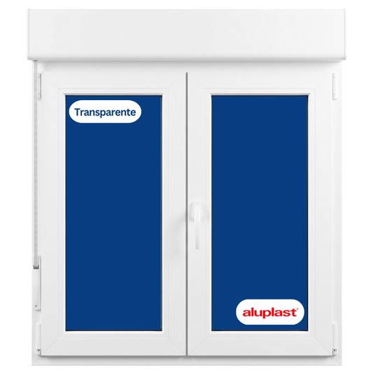 Finestra in PVC rinforzato 1000x1155 2 pannelli bianca anta ribalta | trasparente | cieca