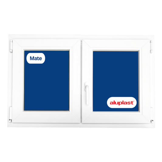 Finestra in PVC rinforzato 1000x500 2 ante bianca anta ribalta | Opaca