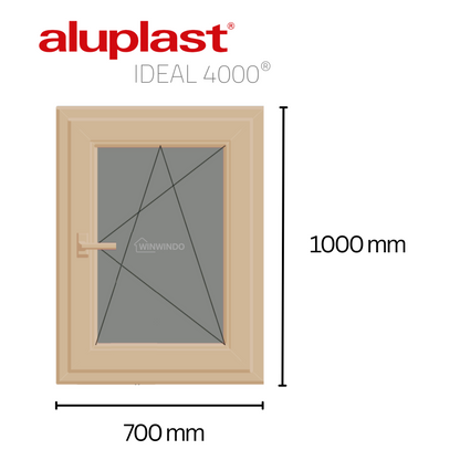 Finestra in PVC rinforzato 700x1000 Golden Oak anta ribalta