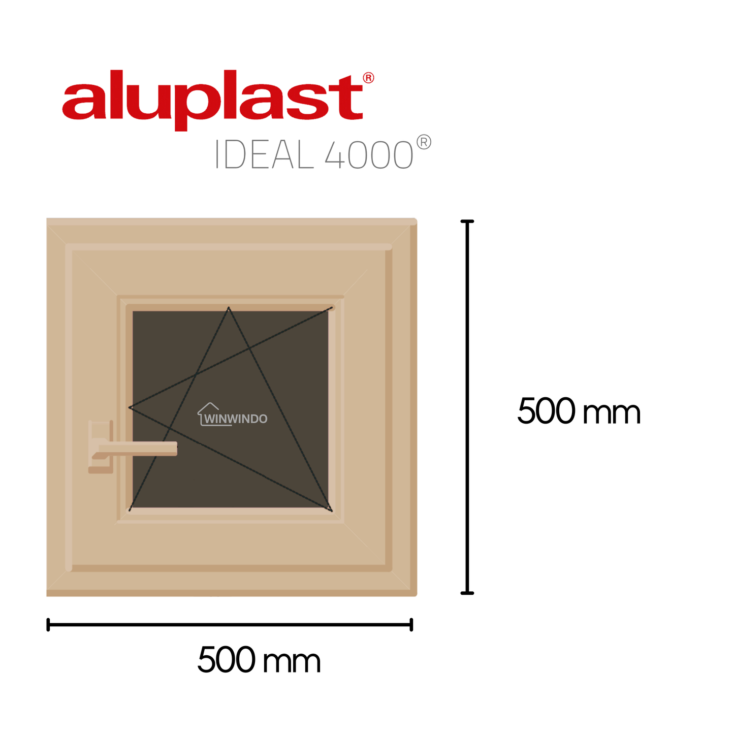 Finestra in PVC rinforzato 500x500 Noce Anta Ribalta | Mate