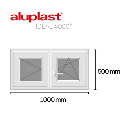 Finestra in PVC rinforzato 1000x500 2 ante bianca anta ribalta | Opaca